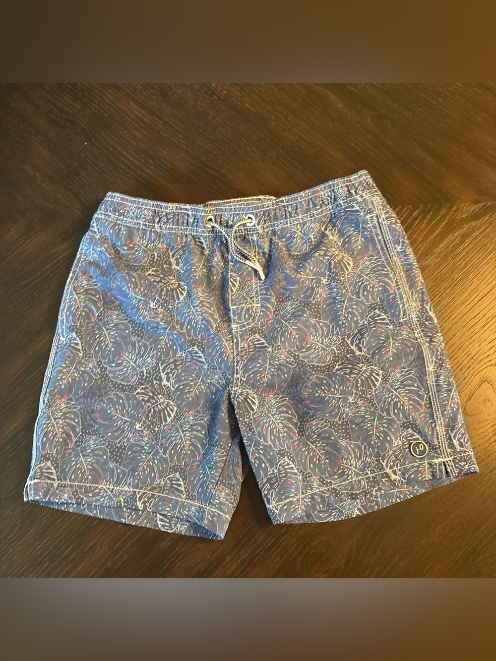 johnnie-O Blue Printed Boys Swim Trunks Tropical Print size 14